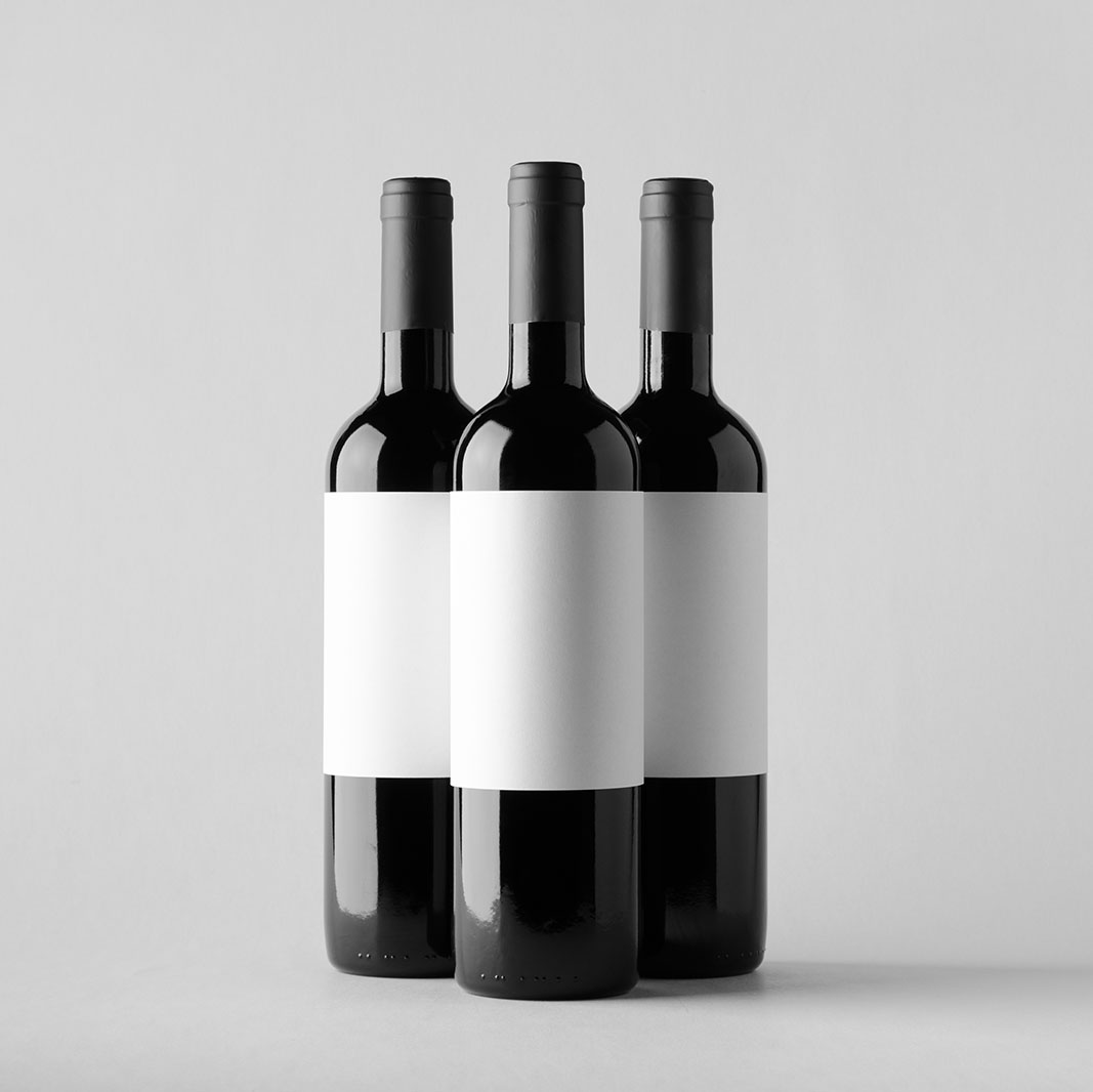 Wine Bottle Mock-Up - Three Bottles. Blank Label